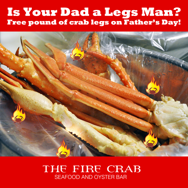 Free Crab Legs on Father's Day Orange County OC Cajun Restaurant Best Deal in Town