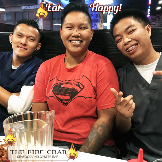 Eat Happy Customers Smiles Satisfied Orange County OC Fire Crab Crawfish