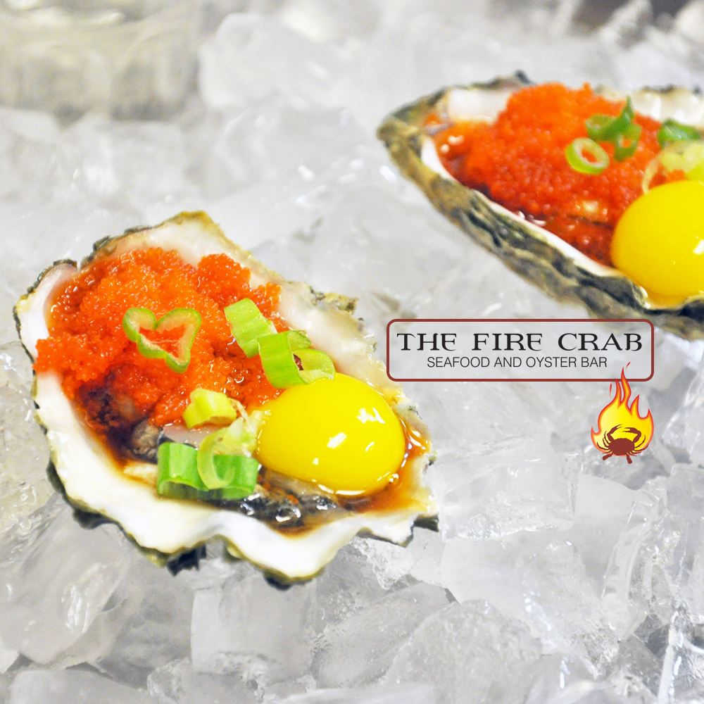 Fresh Oyster Shooter Masago Green Onions Sake Ponzu Oyster Bar Orange County OC Garden Grove Fire Crab