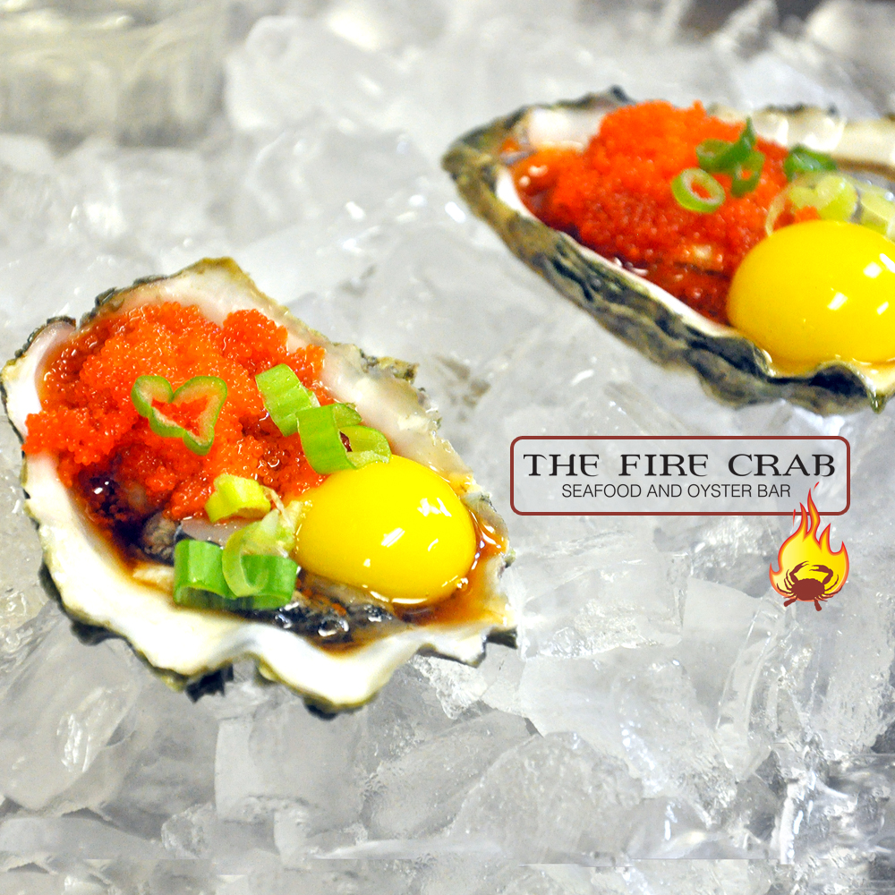 Happy Easter Egg Hung Masago Quail Egg Yolk Oyster Shooter Orange County Fire Crab OC