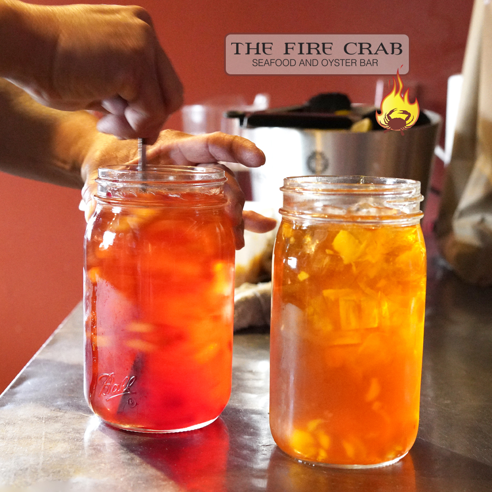 Peach Raspberry Passion Fruit Mangoes Fruity Teas with Real Fruit Orange County OC Fire Crab